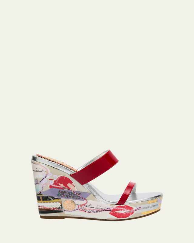 Cuba Libre Trash Leather Wedge Sandals